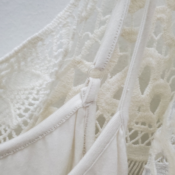 Democracy Crochet Lace Boho Top w/ Tank Top Cotton Size S - Picture 10 of 12